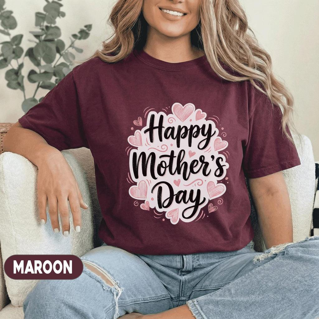 Happy Mothers Day Shirt Cute Mom Gift Shirt Floral Heart Mama Tee Mothers Day Gift Idea for Mom Mama Shirt Trendy Women Top