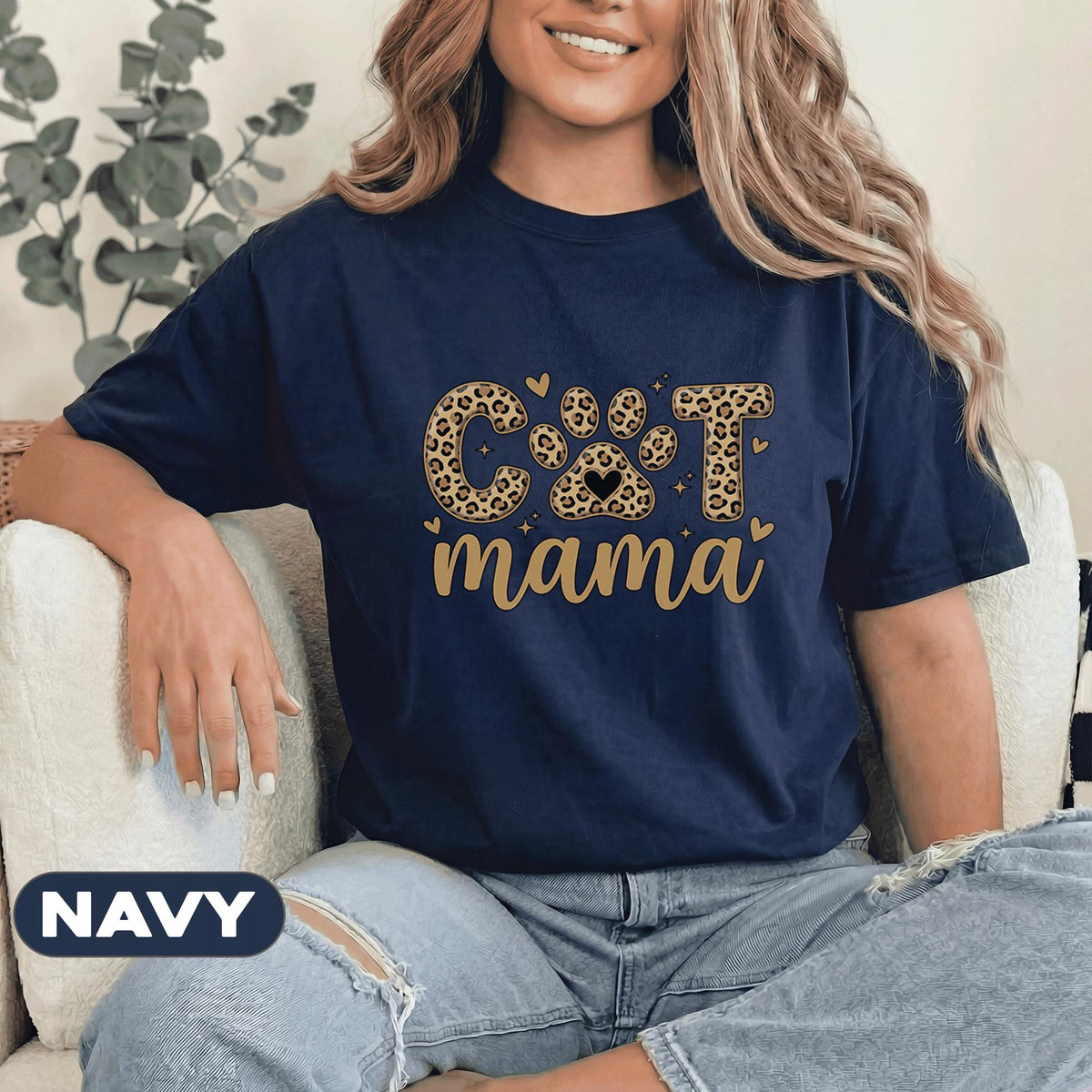 Cat Mama Leopard Print Shirt Cute Cat Lover Gift for Women Trendy Animal Print Mothers Day Tee Funny Cat Mom Apparel Wild Style Top