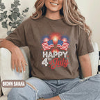 Happy 4th of July Shirt Patriotic Fireworks Tee American Flag Independence Day Shirt USA Celebration Red White Blue Top Forth of July Shirts