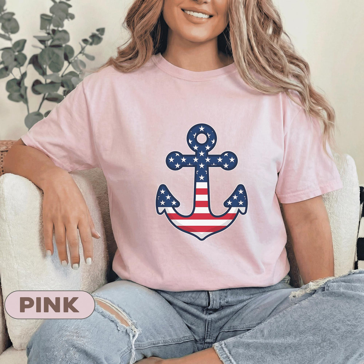 Patriotic Anchor Shirt American Flag Anchor Tee Nautical USA Shirt 4th of July Coastal Forth of July Independence Day Unisex Top