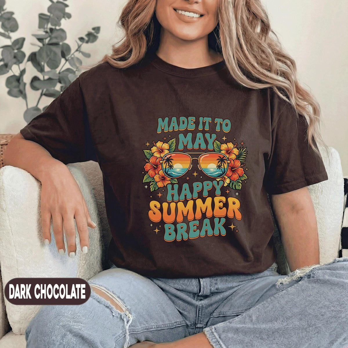 Made It To May Happy Summer Break Shirt Teacher End of School Year Tee Tropical Vacation Last Day of School Top