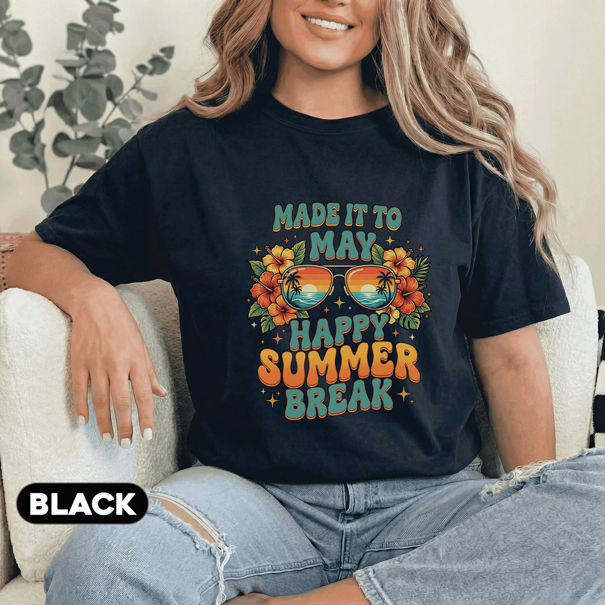 Made It To May Happy Summer Break Shirt Teacher End of School Year Tee Tropical Vacation Last Day of School Top