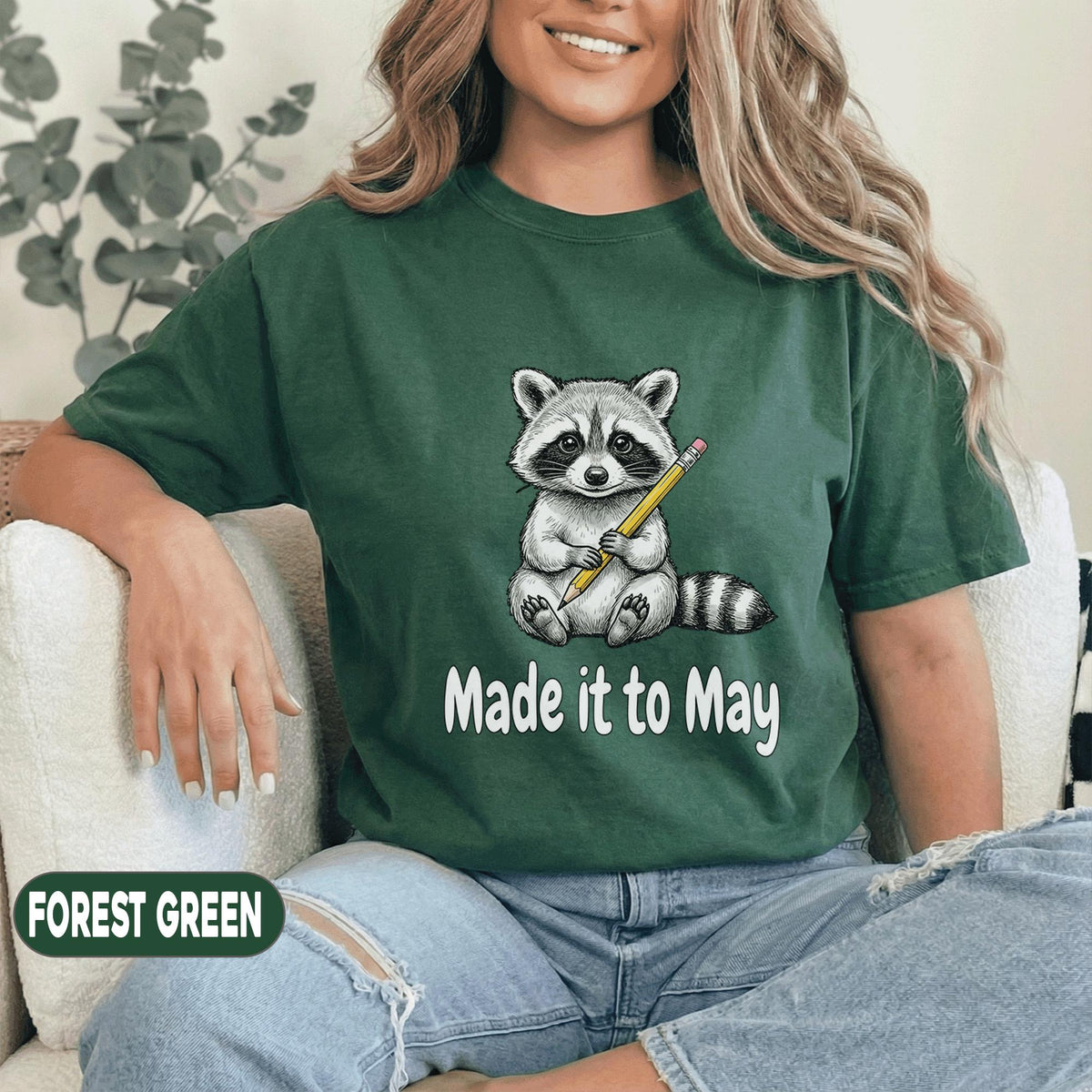 Made It To May Raccoon Shirt Cute Teacher End of School Year Tee Funny School Year Survivor Animal Top Last Day of School Shirt
