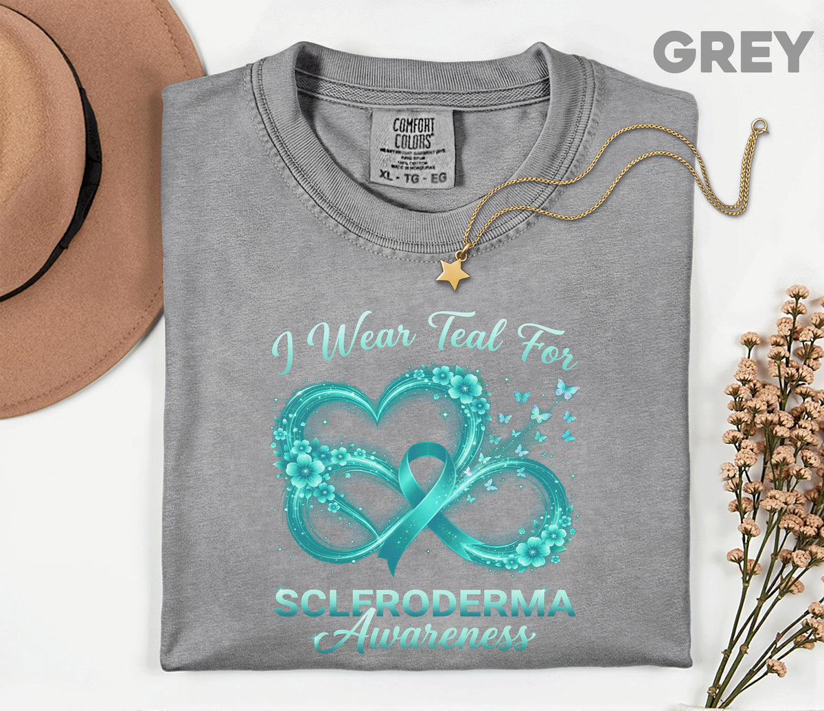 Comfort Colors Scleroderma Awareness Shirt I Wear Teal For Love Infinity Heart Ribbon Tee Chronic Illness Support Gift Top
