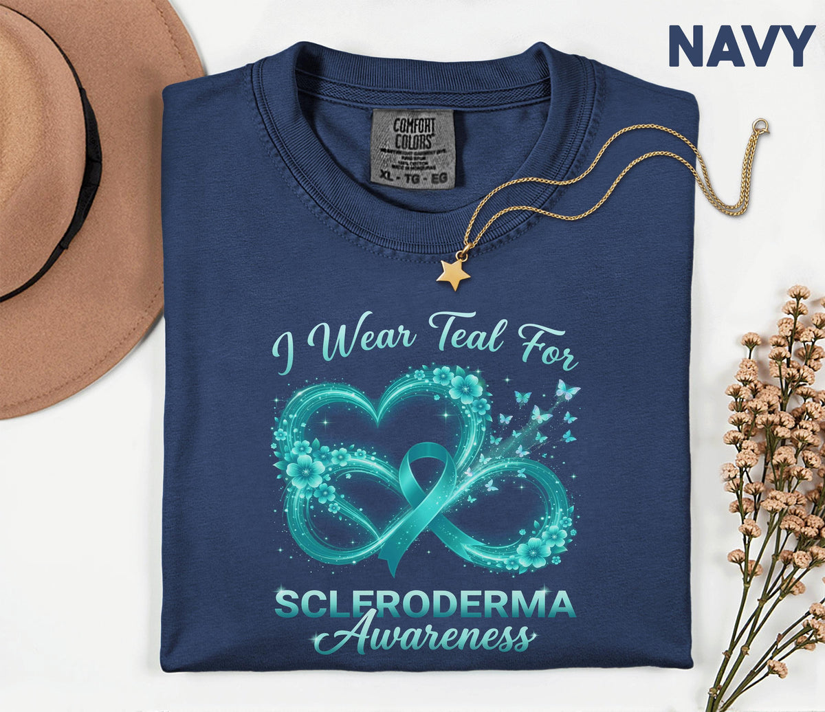Comfort Colors Scleroderma Awareness Shirt I Wear Teal For Love Infinity Heart Ribbon Tee Chronic Illness Support Gift Top