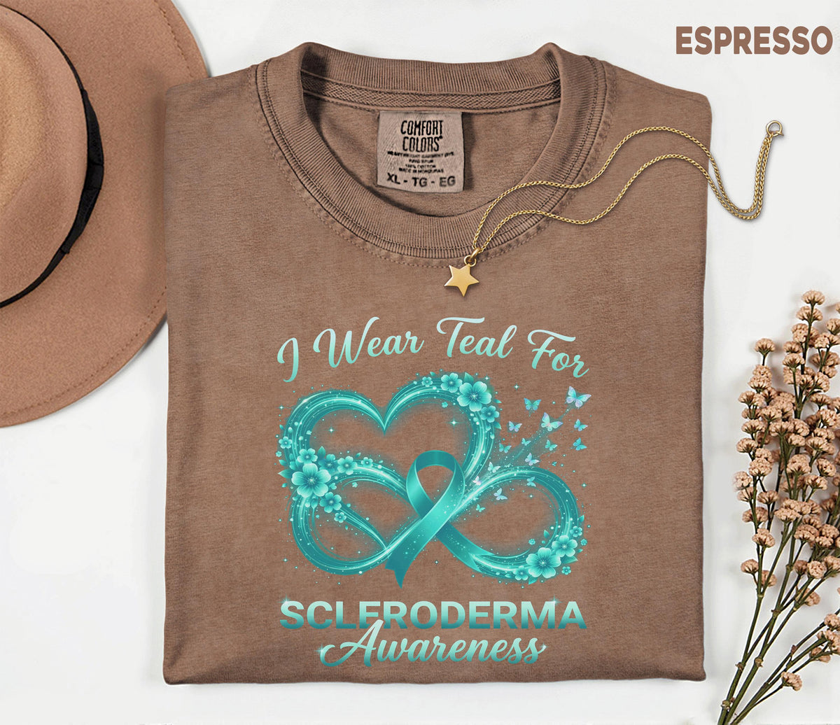 Comfort Colors Scleroderma Awareness Shirt I Wear Teal For Love Infinity Heart Ribbon Tee Chronic Illness Support Gift Top