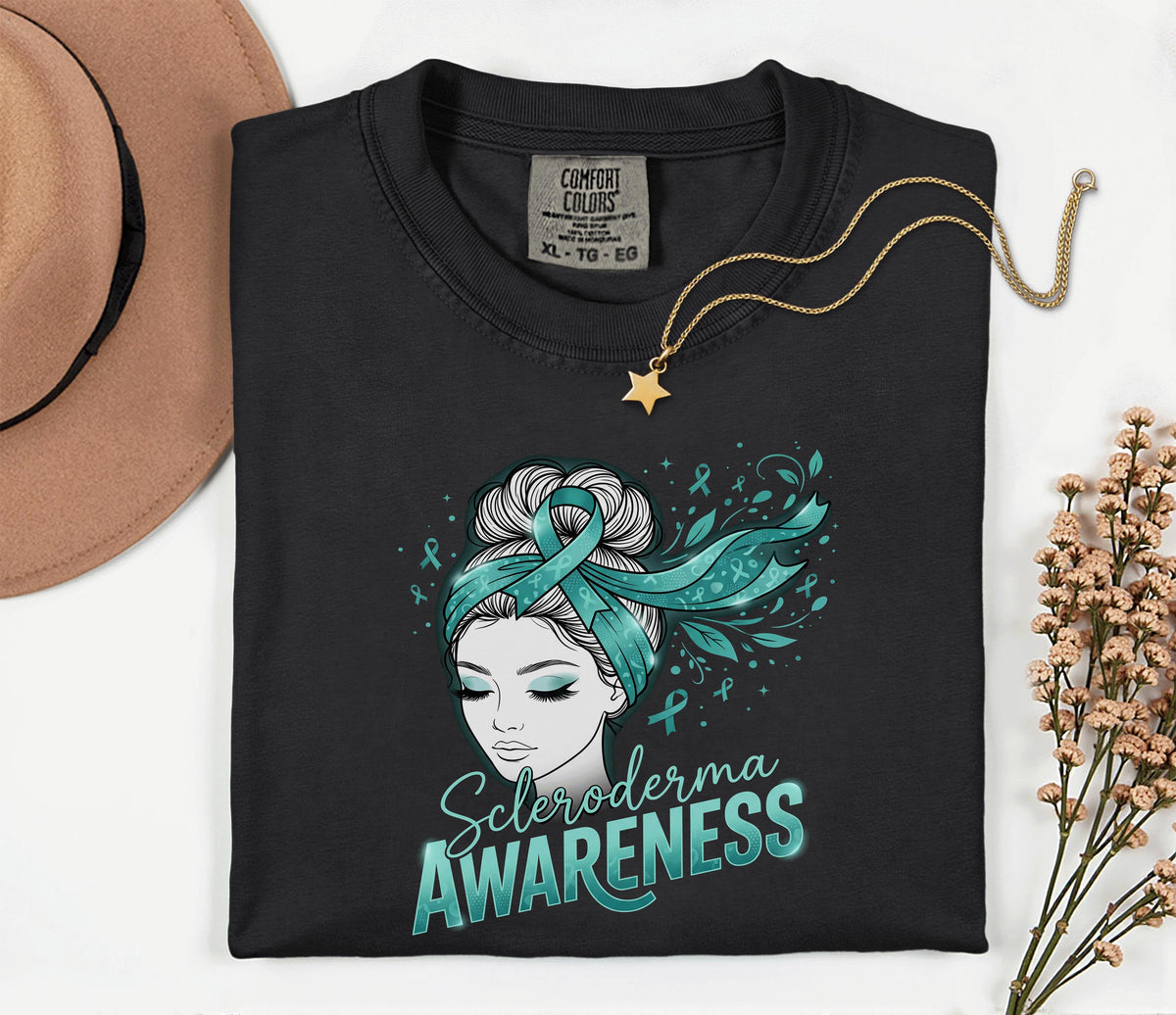 Comfort Colors Scleroderma Awareness Shirt Teal Ribbon Woman Graphic Tee Chronic Illness Support Gift Autoimmune Warr...