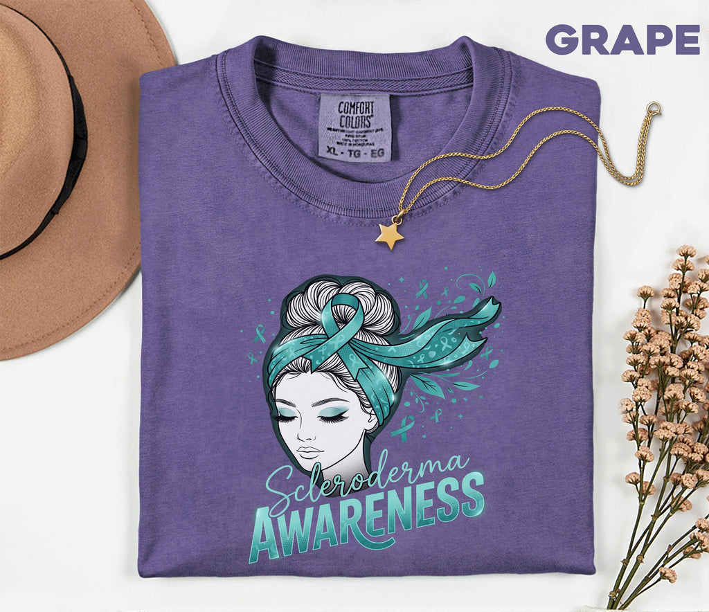 Comfort Colors Scleroderma Awareness Shirt Teal Ribbon Woman Graphic Tee Chronic Illness Support Gift Autoimmune Warrior Unisex Top