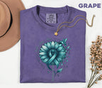 Comfort Colors Scleroderma Awareness Shirt Teal Ribbon Sunflower Faith Hope Love Hummingbird Tee Chronic Illness Support Gift