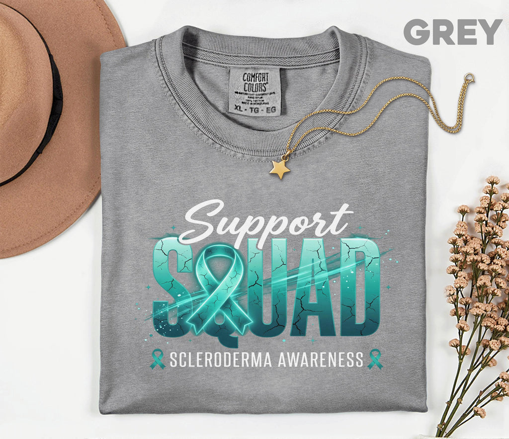Comfort Colors Scleroderma Awareness Shirt Support Squad Teal Ribbon Tee Chronic Illness Warrior Gift Autoimmune Awareness Unisex Top