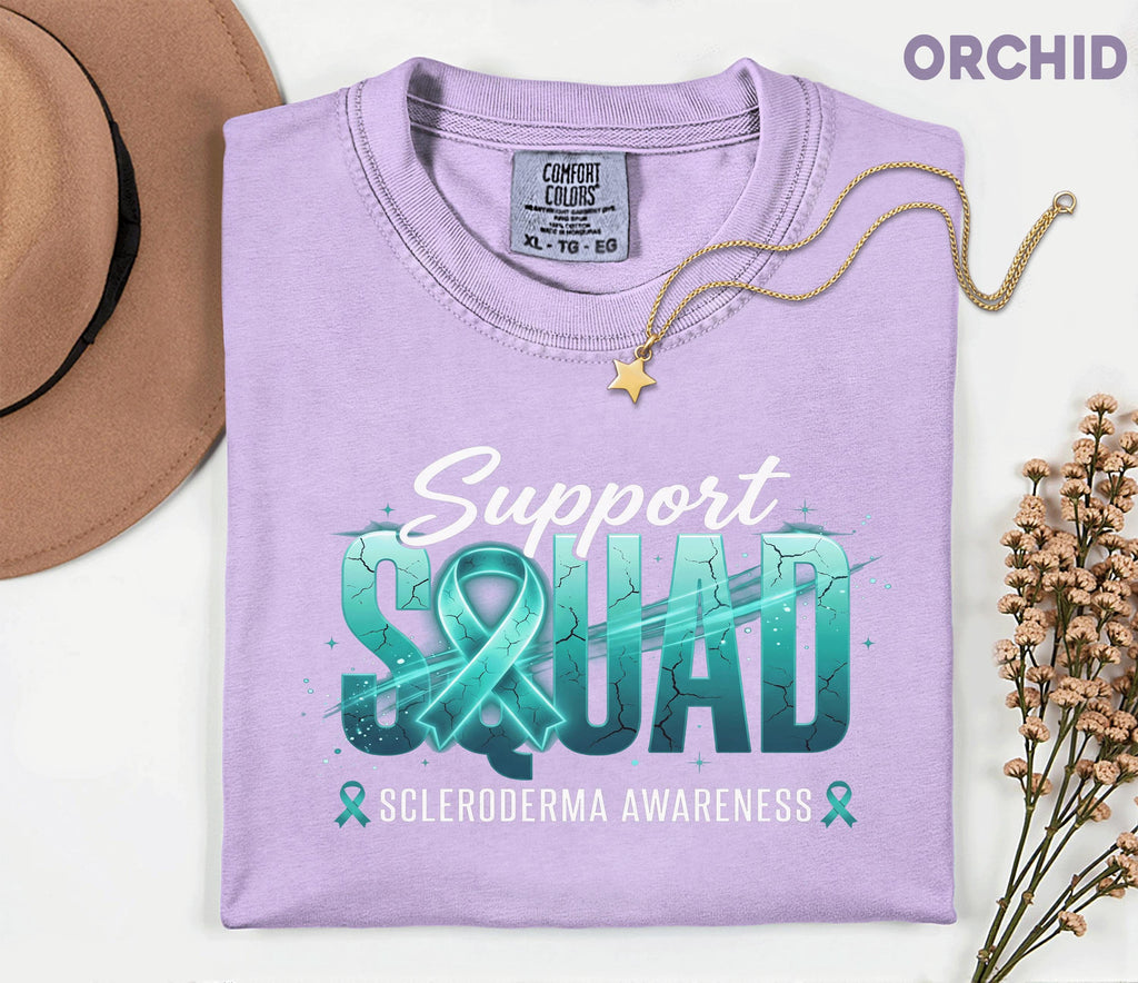 Comfort Colors Scleroderma Awareness Shirt Support Squad Teal Ribbon Tee Chronic Illness Warrior Gift Autoimmune Awareness Unisex Top