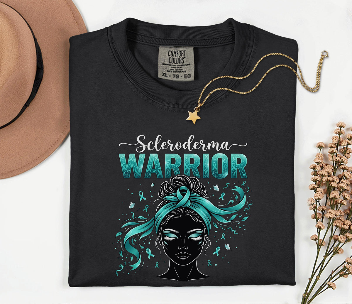 Comfort Colors Scleroderma Awareness Shirt Women Scleroderma Warrior Teal Ribbon Woman Tee Chronic Illness Fighter Gift