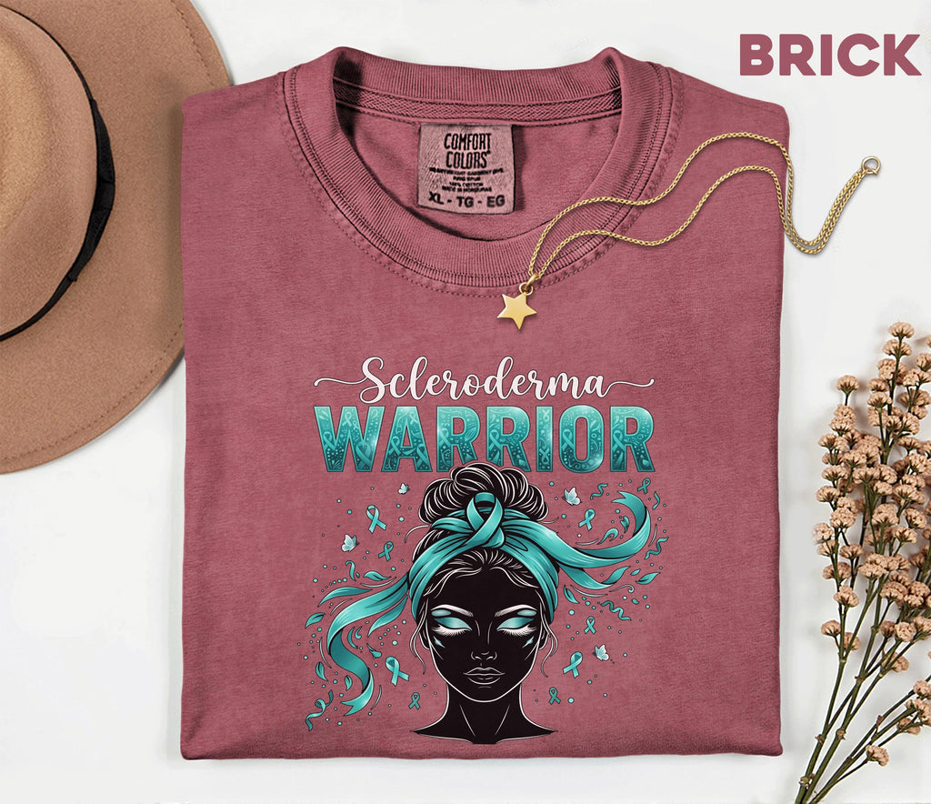 Comfort Colors Scleroderma Awareness Shirt Women Scleroderma Warrior Teal Ribbon Woman Tee Chronic Illness Fighter Gift
