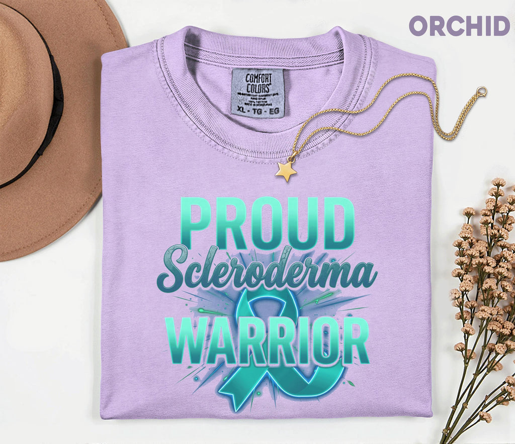 Comfort Colors Proud Scleroderma Warrior Shirt Teal Ribbon Awareness Tee Chronic Illness Fighter Gift Autoimmune Support Top