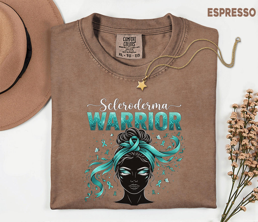 Comfort Colors Scleroderma Awareness Shirt Women Scleroderma Warrior Teal Ribbon Woman Tee Chronic Illness Fighter Gift