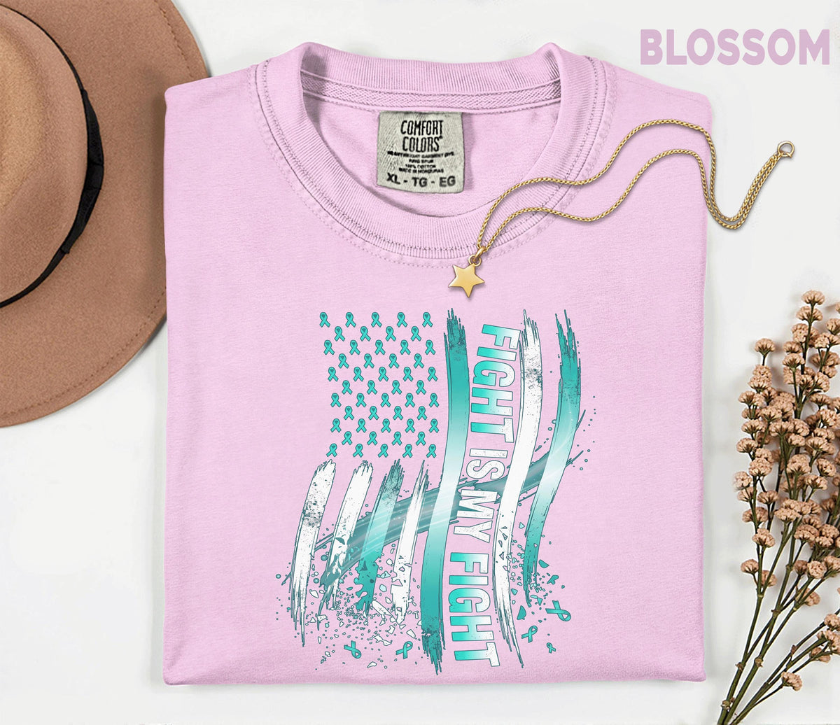 Comfort Colors Scleroderma Awareness Shirt Fight Is My Fight American Flag Teal Ribbon Tee Chronic Illness Support Patriotic Gift