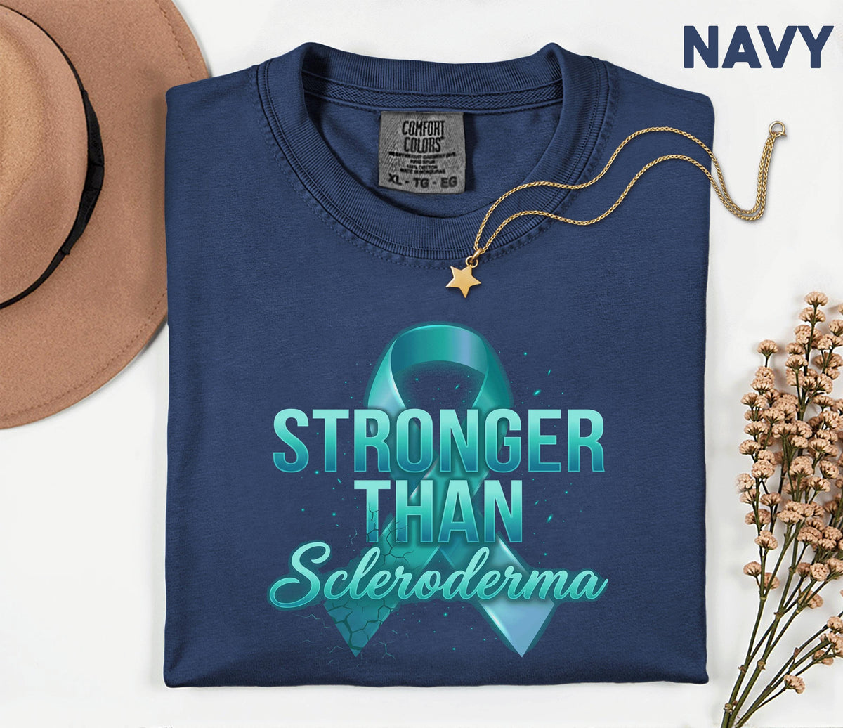 Comfort Colors Stronger Than Scleroderma Shirt Teal Ribbon Awareness Tee Chronic Illness Warrior Gift Unisex Top