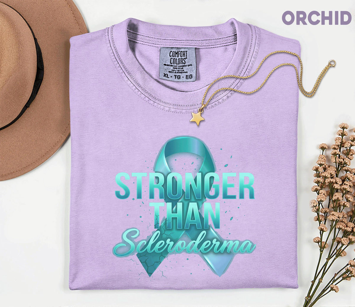 Comfort Colors Stronger Than Scleroderma Shirt Teal Ribbon Awareness Tee Chronic Illness Warrior Gift Unisex Top