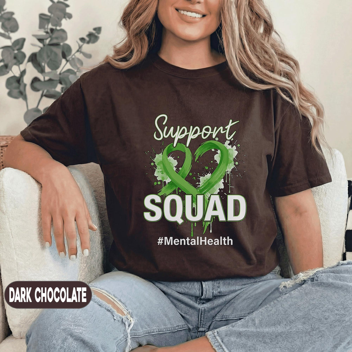 Support Squad Mental Health Awareness Shirt Matching Green Ribbon Heart Tee Inspirational Mental Health Support Gift Unisex Group T Shirt