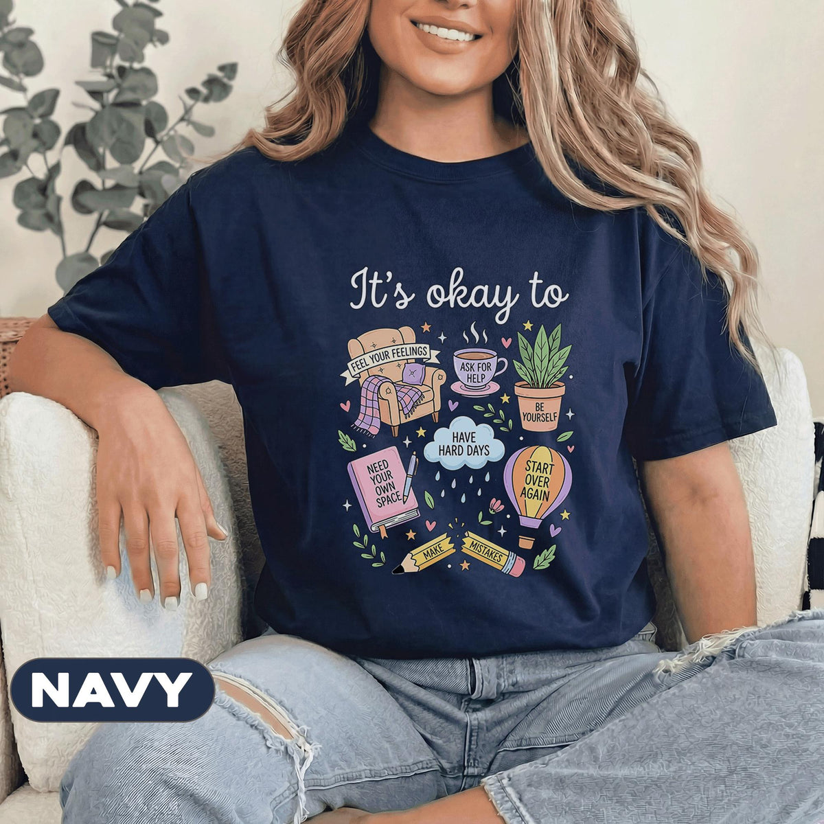 Its Okay To Mental Health Shirt Self Care Affirmation Tee Positive Reminder Shirt Inspirational Therapy Gift Mental Health Awareness T Shirt
