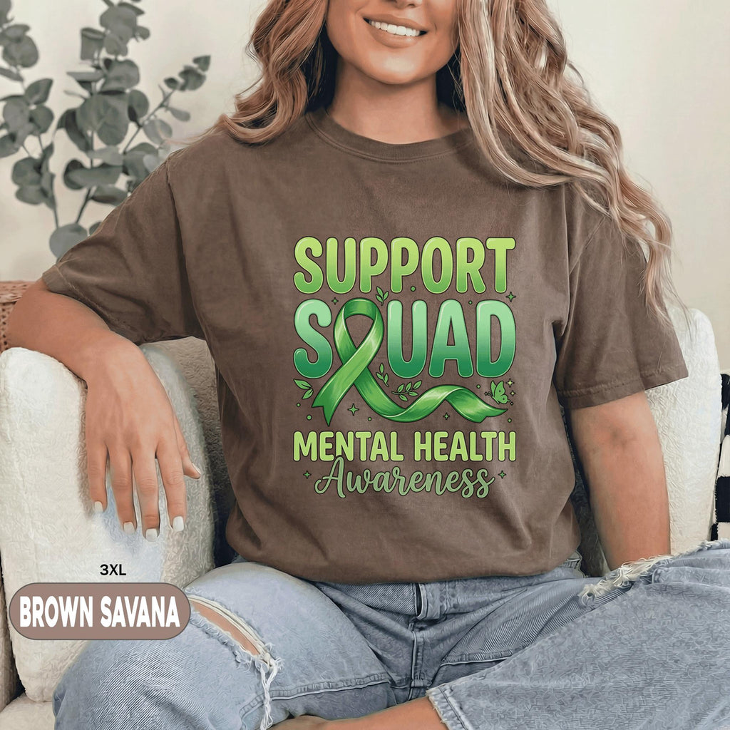 Support Squad Mental Health Awareness Shirt Green Ribbon Tee Inspirational Support Group Gift Mental Health Advocate Unisex Green T Shirt