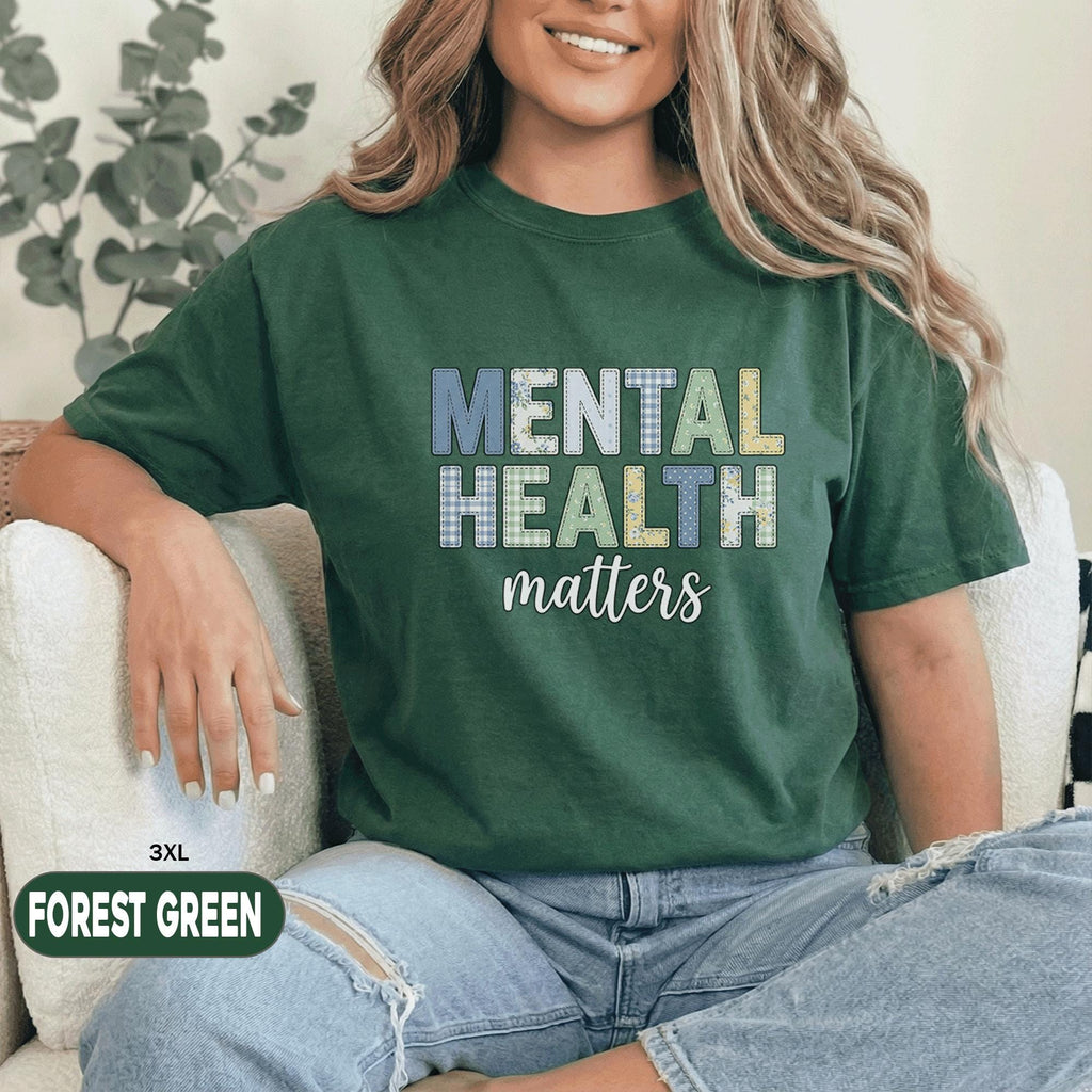 Mental Health Matters Shirt Vintage Patchwork Text Tee Inspirational Awareness Quote Gift Retro Style Unisex Mental Health Awareness T Shirt