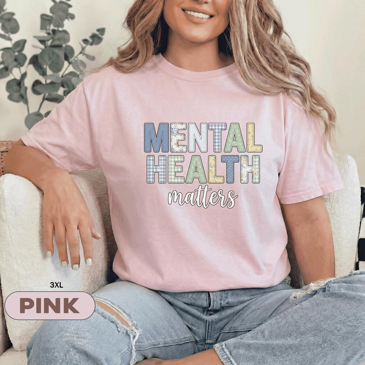 Mental Health Matters Shirt Vintage Patchwork Text Tee Inspirational Awareness Quote Gift Retro Style Unisex Mental Health Awareness T Shirt