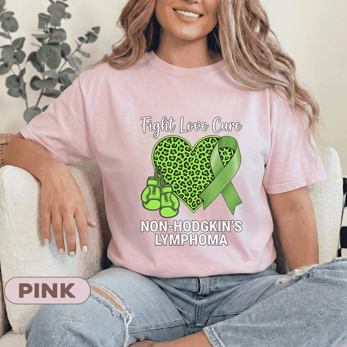 Non Hodgkins Lymphoma Shirt Fight Love Cure Green Ribbon Leopard Heart Boxing Gloves Awareness Support Gift Unisex Green T Shirt