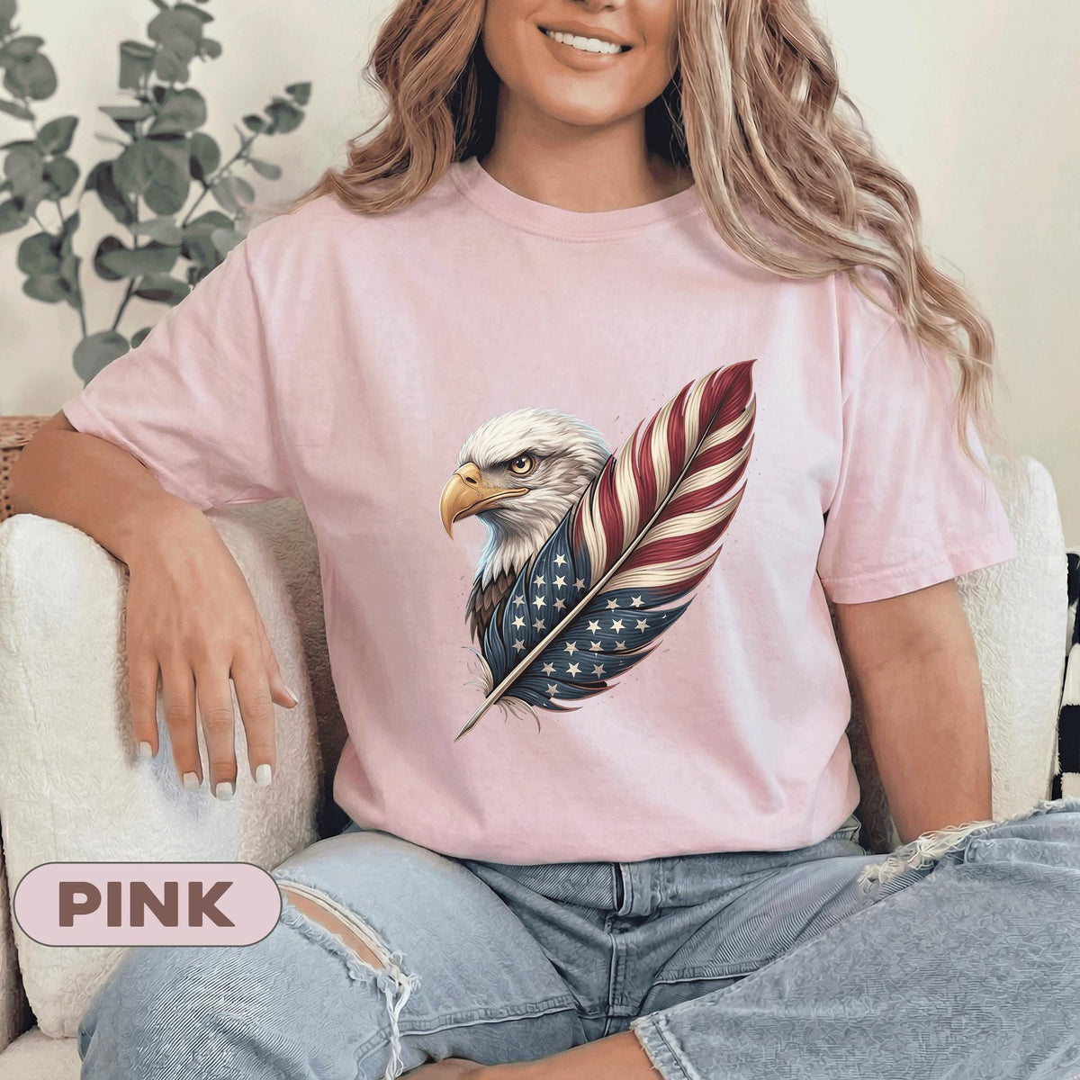 Patriotic Eagle Feather Shirt, American Flag Bald Eagle Tee, USA Independence Day T Shirt, Fourth of July Gift for 4th of July Men Women