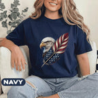 Patriotic Eagle Feather Shirt, American Flag Bald Eagle Tee, USA Independence Day T Shirt, Fourth of July Gift for 4th of July Men Women