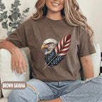 Patriotic Eagle Feather Shirt, American Flag Bald Eagle Tee, USA Independence Day T Shirt, Fourth of July Gift for 4th of July Men Women