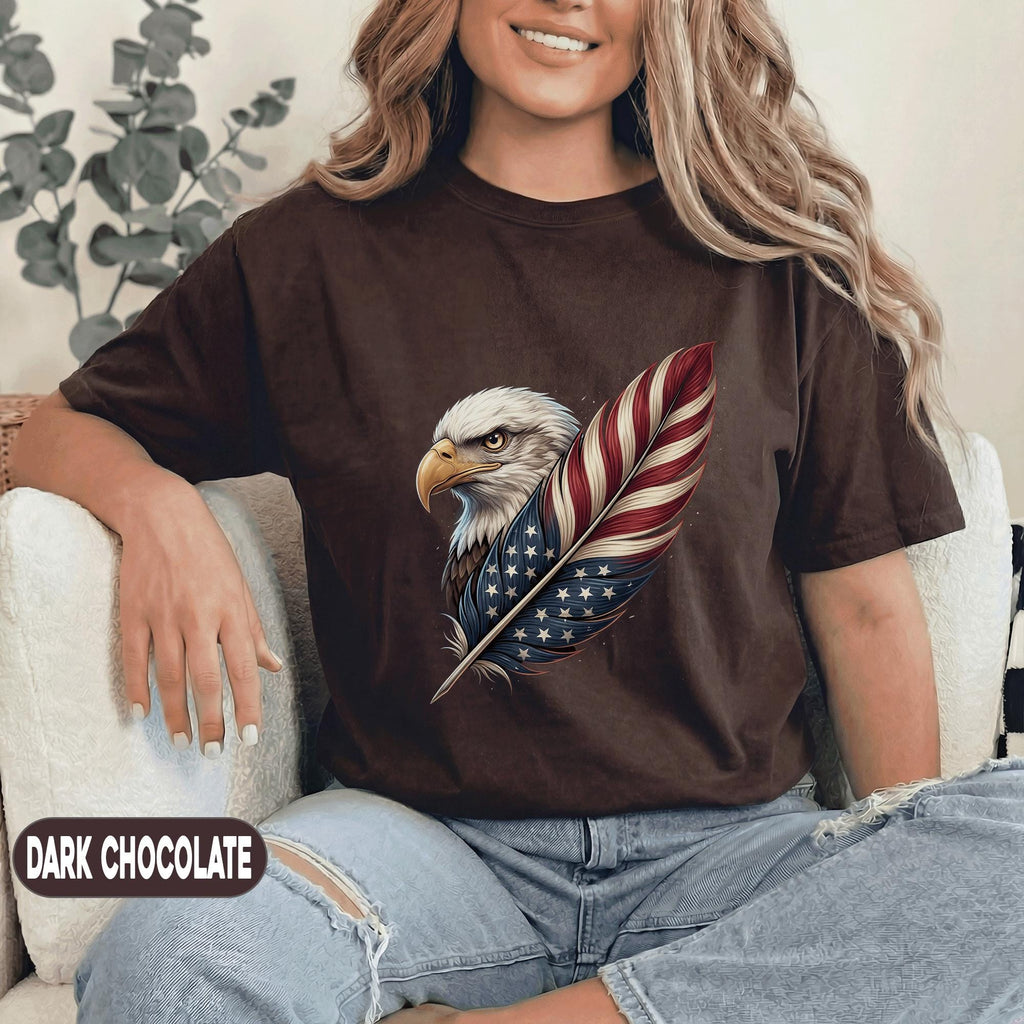 Patriotic Eagle Feather Shirt, American Flag Bald Eagle Tee, USA Independence Day T Shirt, Fourth of July Gift for 4th of July Men Women