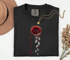 Lest We Forget Poppy Comfort Colors® Shirt, Memorial Day Tribute Tee, Falling Dog Tags, Veteran Remembrance Gift Shirt