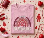 In June We Wear Red Blood Donor Shirt World Blood Donor Day Awareness Tee Gift Red Ribbon Heart Design Blood Donation Support T Shirt