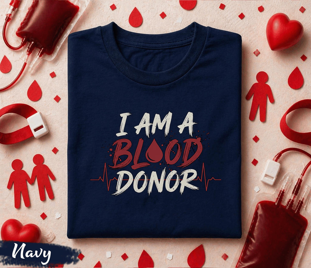 I Am A Blood Donor Shirt Bold Typography Tee World Blood Donor Day Gift Medical Awareness Shirt Donate Blood Graphic T-Shirt