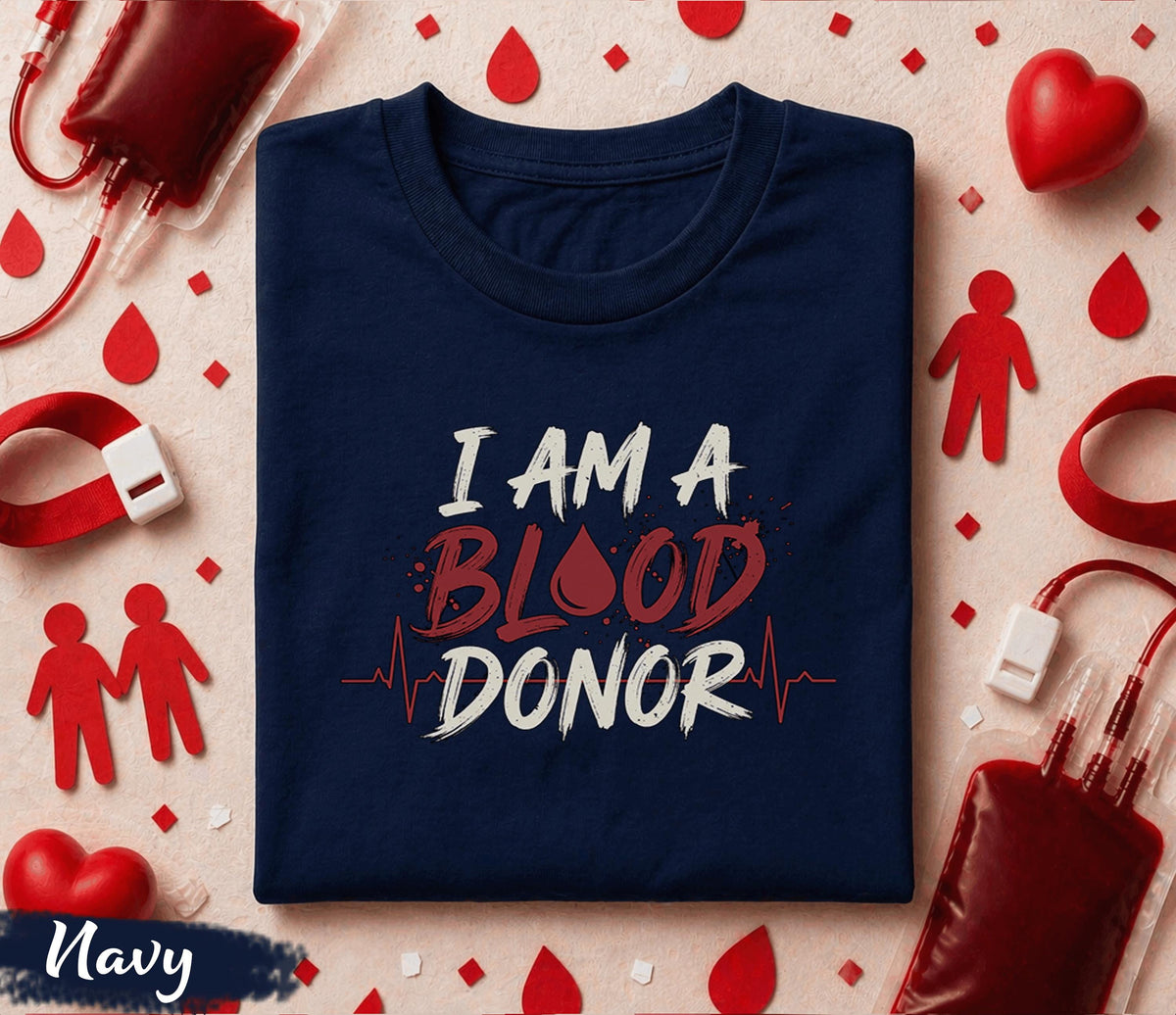 I Am A Blood Donor Shirt Bold Typography Tee World Blood Donor Day Gift Medical Awareness Shirt Donate Blood Graphic T-Shirt