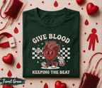 Give Blood Keep the Beat Shirt Cute Heart Cartoon Blood Donor Tee World Blood Donor Day Gift Funny Medical Awareness T-Shirt