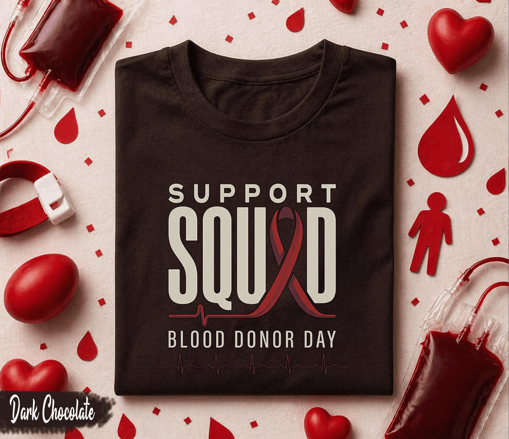 Support Squad Blood Donor Day Shirt Awareness Ribbon Tee Blood Donation Support Shirt Medical Awareness Gift Life Saver Apparel