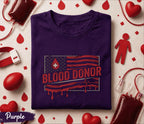 Blood Donor American Flag Shirt Patriotic Donate Blood Tee Medical Awareness Gift World Blood Donor Day Nurse Doctor Support T Shirt