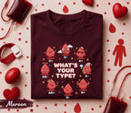 Whats Your Blood Type Shirt Cute Kawaii Blood Donor Tee Funny Blood Types Design O A B AB World Blood Donor Day Awareness Gift Shirt