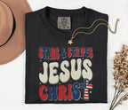 Comfort Colors Stars and Stripes Jesus Christ Shirt Patriotic Christian USA Cross Tee Fourth of July Independence Day Faith Gift 4th of July