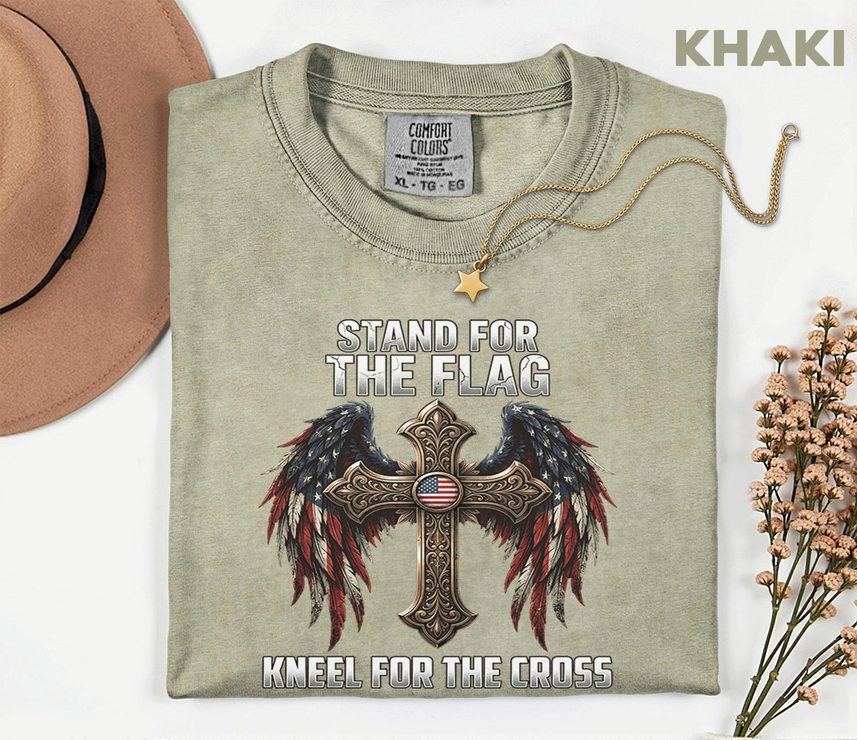 Comfort Colors® Stand For The Flag Kneel For The Cross Shirt Patriotic Christian Tee USA Faith Shirt American Religious Fourth of July 4th