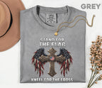 Comfort Colors® Stand For The Flag Kneel For The Cross Shirt Patriotic Christian Tee USA Faith Shirt American Religious Fourth of July 4th