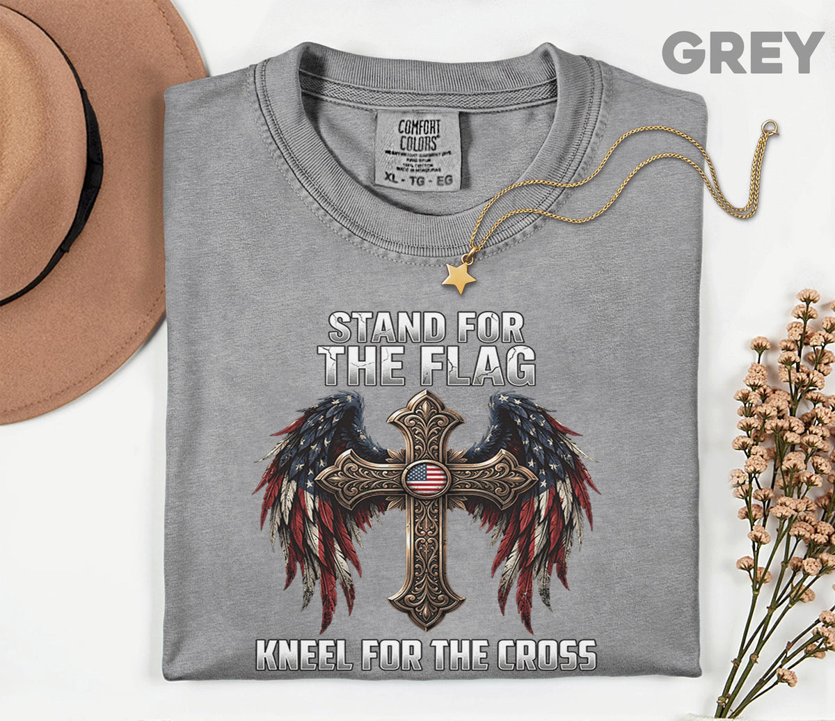 Comfort Colors® Stand For The Flag Kneel For The Cross Shirt Patriotic Christian Tee USA Faith Shirt American Religious Fourth of July 4th