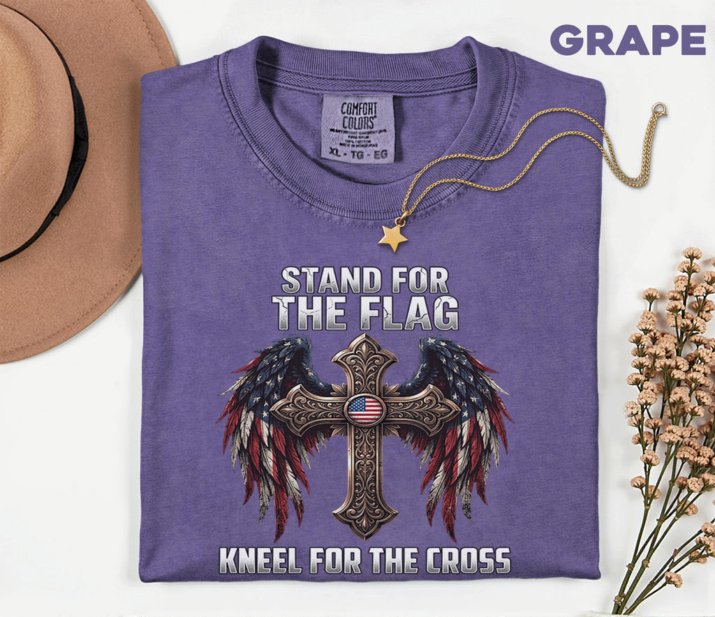 Comfort Colors® Stand For The Flag Kneel For The Cross Shirt Patriotic Christian Tee USA Faith Shirt American Religious Fourth of July 4th
