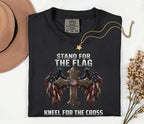 Comfort Colors® Stand For The Flag Kneel For The Cross Shirt Patriotic Christian Tee USA Faith Shirt American Religio...