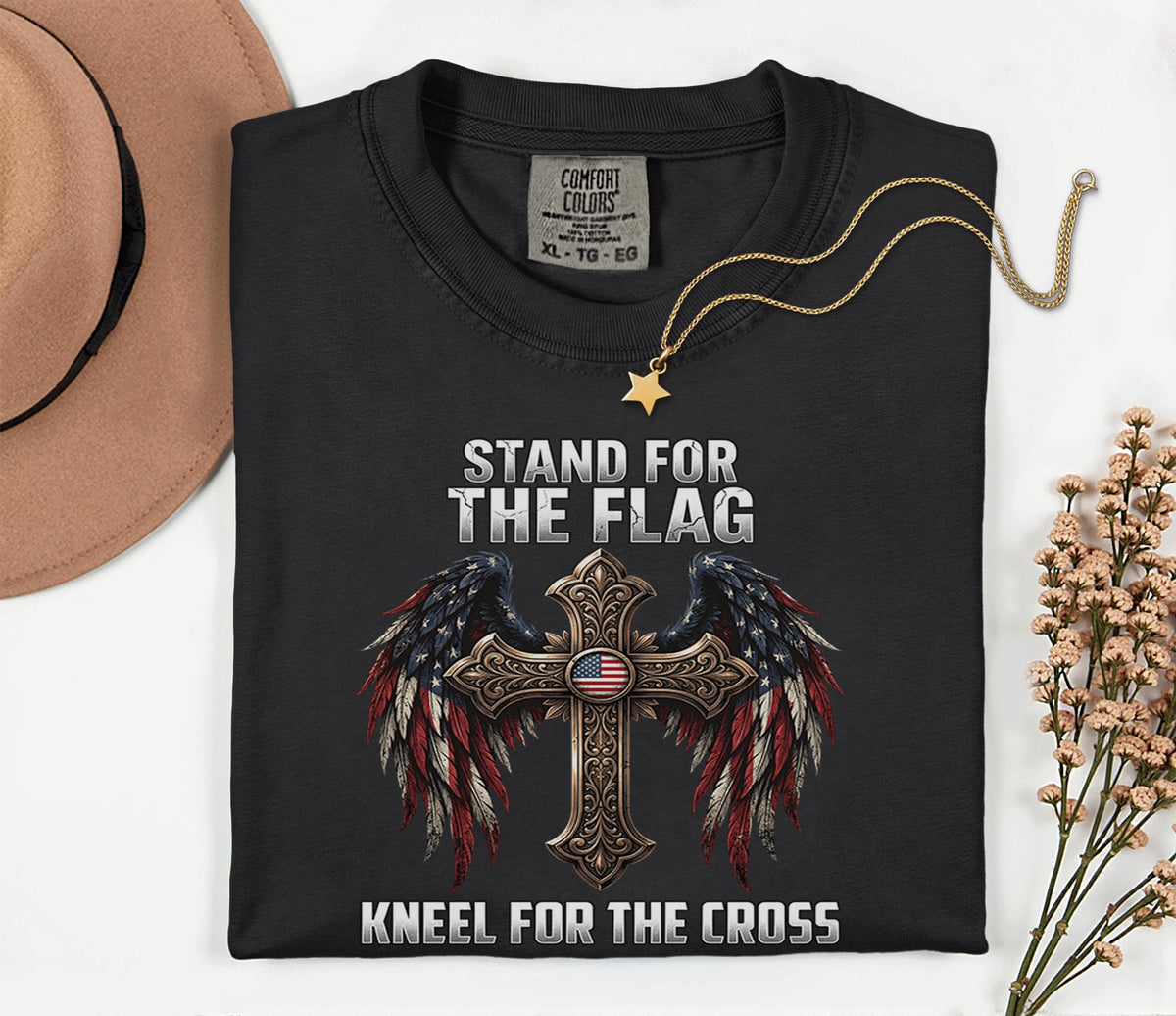 Comfort Colors® Stand For The Flag Kneel For The Cross Shirt Patriotic Christian Tee USA Faith Shirt American Religio...