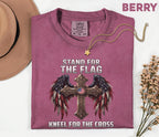 Comfort Colors® Stand For The Flag Kneel For The Cross Shirt Patriotic Christian Tee USA Faith Shirt American Religious Fourth of July 4th