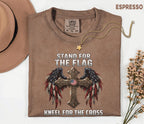Comfort Colors® Stand For The Flag Kneel For The Cross Shirt Patriotic Christian Tee USA Faith Shirt American Religious Fourth of July 4th