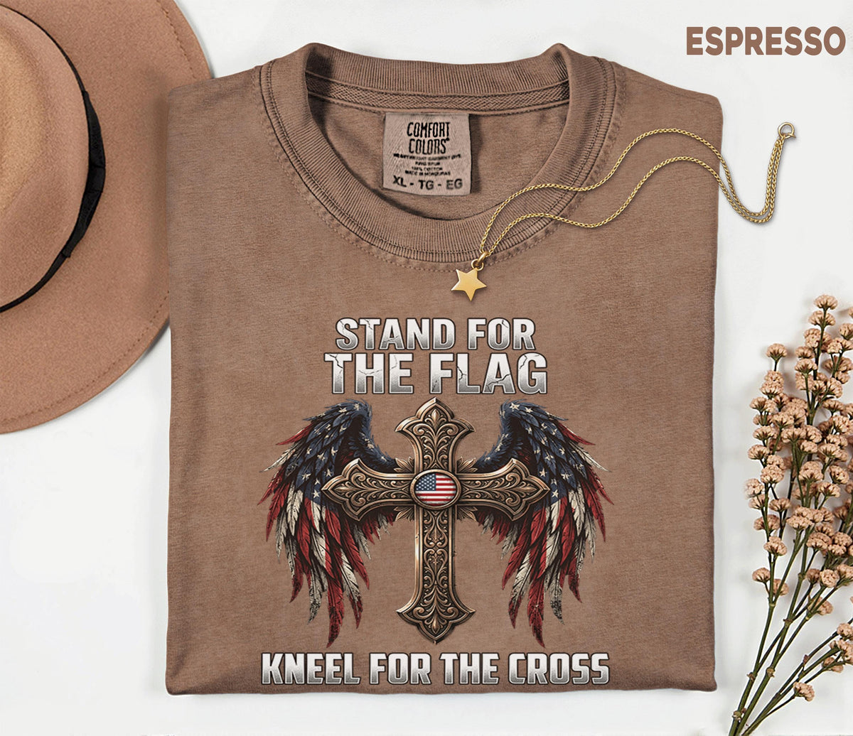 Comfort Colors® Stand For The Flag Kneel For The Cross Shirt Patriotic Christian Tee USA Faith Shirt American Religious Fourth of July 4th
